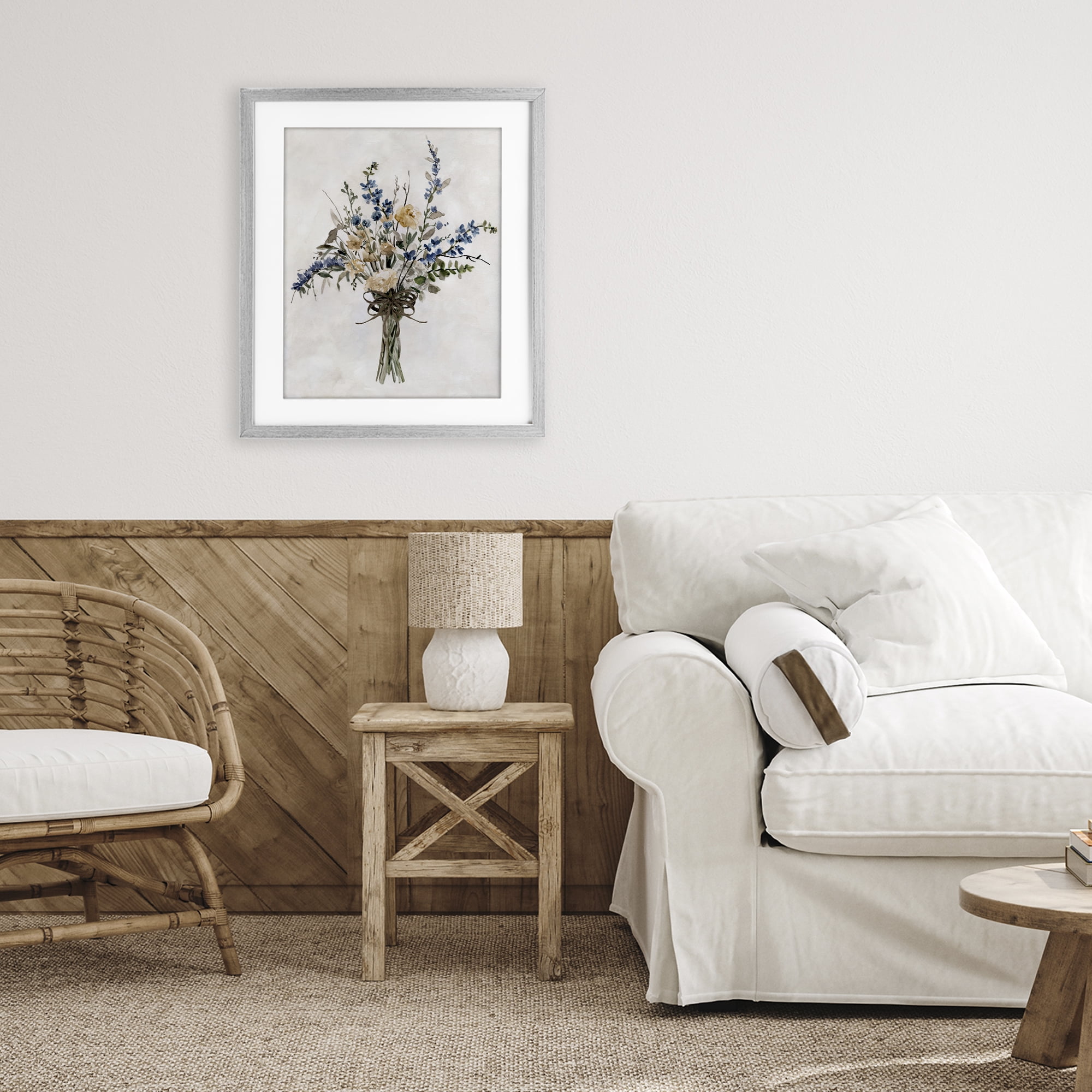 Stupell Industries Subdued Flower Bushel Gray Framed Print Under Glass, design by Carol Robinson
