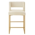 thumbnail image 3 of FFZ 26 inch Modern Square Open Back Counter Height Bar Stools Iron Legs Set Of 2 Gold Cream, 3 of 7