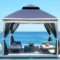 thumbnail image 3 of Perfect Garden Outdoor 11x 11Ft Pop Up Gazebo Canopy With Removable Zipper Netting,2-Tier Soft Top Event Tent,Suitable For Patio Backyard Garden Camping Area,Coffee, 3 of 12
