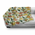 thumbnail image 3 of Vegan Soft Flannel Fleece Throw Blanket, Juicy Peach Apricot Quince with Fresh Persimmon Ripe Papaya and Avocado Pattern, Cozy Plush for Indoor and Outdoor Use, 50" x 60", Multicolor, by Ambesonne, 3 of 6