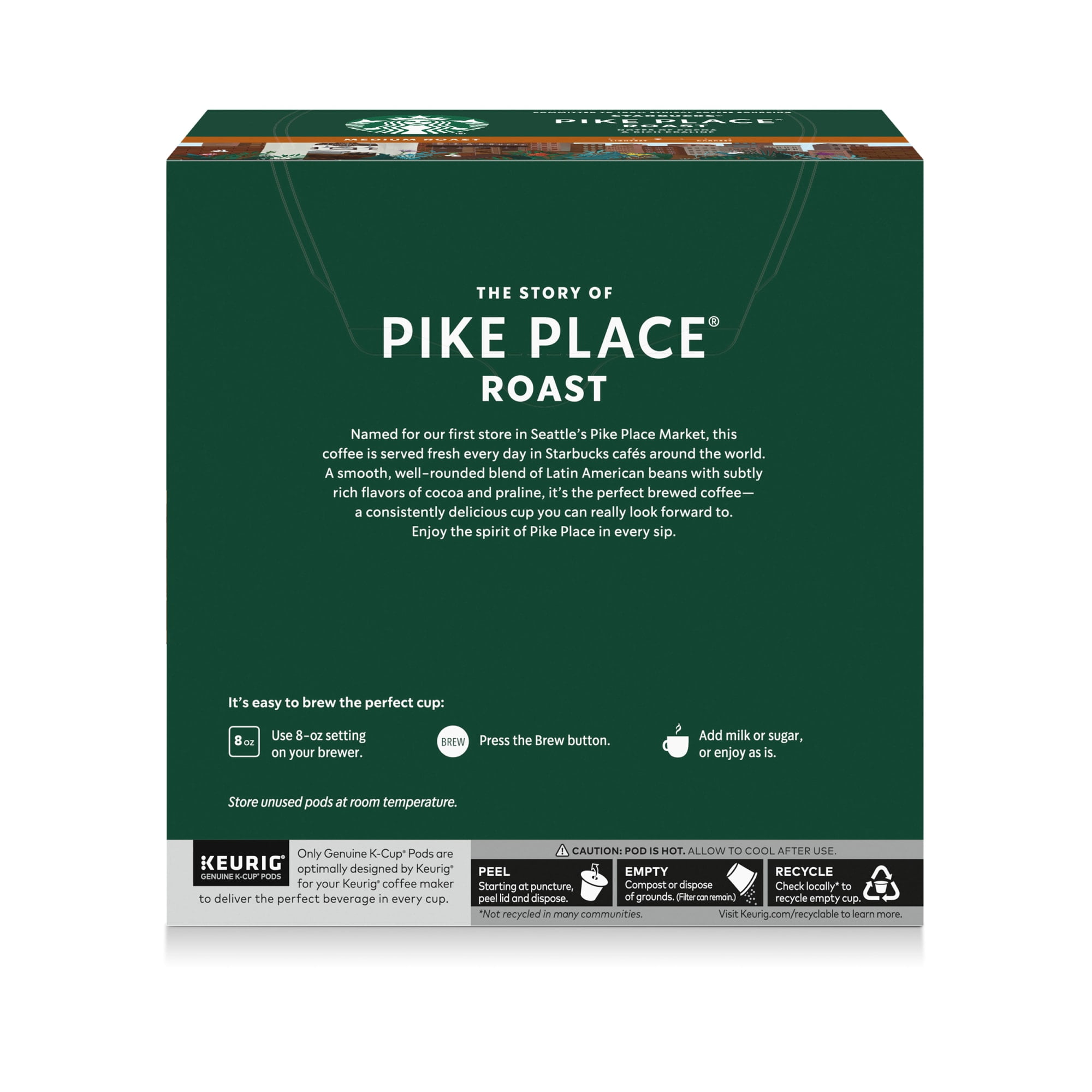 Starbucks Pike Place Roast, Hot or Iced Coffee, Medium Roast K-Cup Coffee Pods, 32 Count​