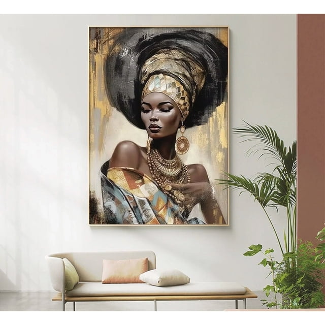 Cuadro Mujer Africana Moderno En Canvas Opción De Marco Hd