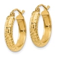thumbnail image 2 of 14K Diamond-cut 3.5x17mm Hollow Hoop Earrings 14k Yellow Gold Earrings, 2 of 4
