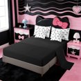 thumbnail image 3 of Erosebridal Black Ribbon Bowtie Girls 7 Pieces Bedding Comforter Set,Kawaii Princess Bowknot Full Bedding Set For Kids,Black Reversible, 3 of 7
