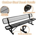 thumbnail image 3 of Gaonala 8 ft Heavy Duty Metal Park Bench with Backrest Portable Frame for Shopping Malls Stores Patios Decks Black, 3 of 7