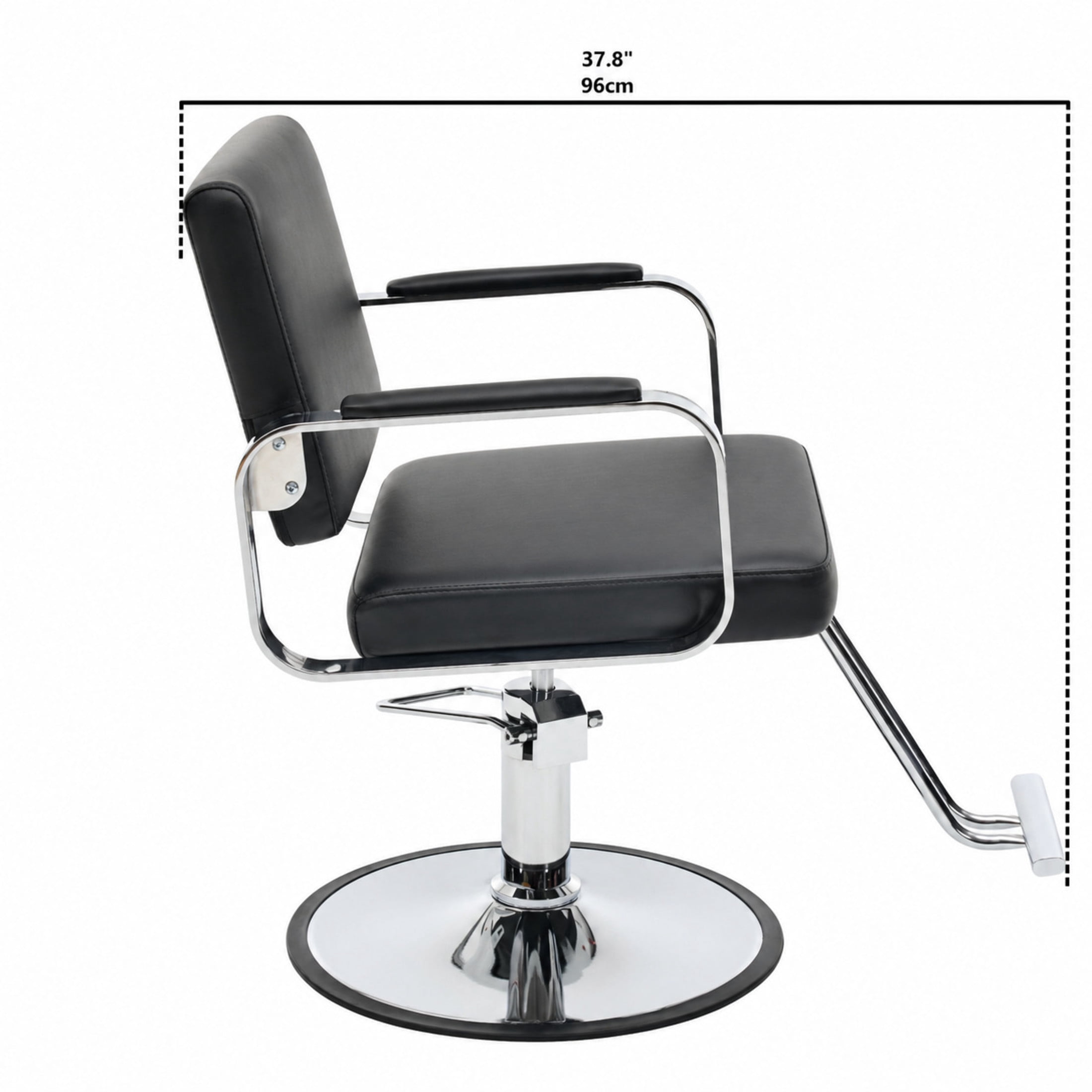 Noble House 360° Swivel Salon Styling Chair with Footrest, Adjustable Height, Black + Silver