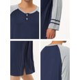 thumbnail image 5 of Camisones de hombre Contraste Color Henley Sleep Shirt Lounge Sleepwear Camisón Pijamas gris marino L Unique Bargains Camisone, 5 of 5