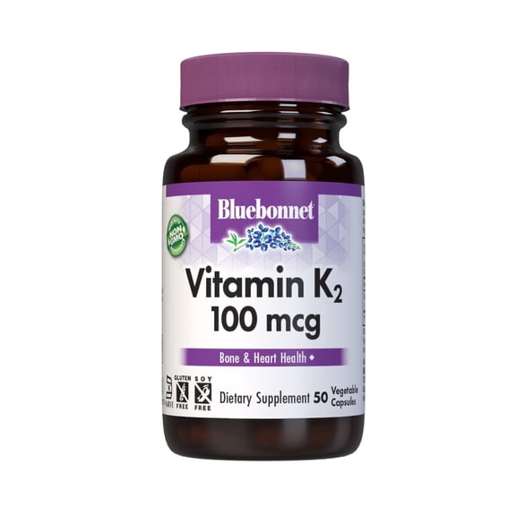 Bluebonnet Nutrition Vitamin K2 100 mcg, MK7 Heart & Bone Support*, Women & Men 50 Days