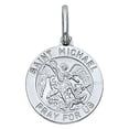 thumbnail image 2 of 14K White Solid Gold St. Michael Pray For Us Charm Pendant with 0.9mm Wheat Chain Necklace - 22", 2 of 4