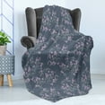 thumbnail image 4 of Leaf Soft Flannel Fleece Throw Blanket, Abstract Japanese Plum Blossoms Nature Garden Flora Theme, Cozy Plush for Indoor and Outdoor Use, 50" x 70", Bluegrey Pale Pink Sage, by Ambesonne, 4 of 5