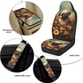 thumbnail image 5 of Xoenoiee Pug Dog Butterfly Flower Print 5 Pcs PU Leather Car Seat Covers Set with Seat Belt Pads & Console Cover, Universal Fit Waterproof Auto Interior Accessories for Most SUV, Truck, Sedan, Van, 5 of 7