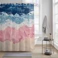 thumbnail image 4 of Pink Blue Shower Curtains for Bathroom, Beige Gradient Ocean Wave Abstract Beach Coastal Washable Fabric Shower Curtain with Hooks Waterproof Bathroom Decor Sets, 60 x 72 Inches, 4 of 9