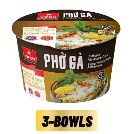 VIFON Vietnamese Chicken Pho Instant Noodle Soup Paper Bowl – Authentic Pho Ga Flavor, Ready in Minutes