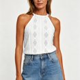 thumbnail image 5 of IUYRTFE Women's Solid Color Halter Neck Sleeveless Tank Top Casual Summer Basic Top, 5 of 5