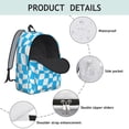 thumbnail image 4 of Cyan and White Wavy Checkered Pattern Backpack for School, Cute School Bag with Adjustable Shoulder Straps and Padded Back, 15.7"x11.8"x5.5", 4 of 5