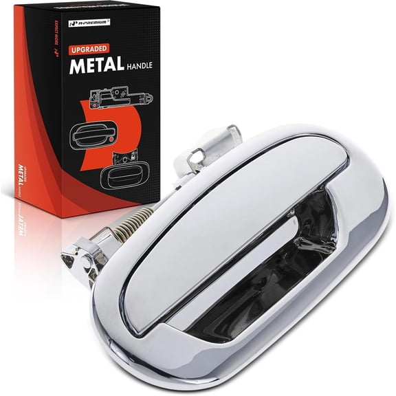 A-Premium Rear Left Driver Side Upgraded Metal Exterior Door Handle Compatible with Ford F-150 F150 2001 2002 2003, Crew Cab Pickup, Chrome, Replace# F75Z7826601