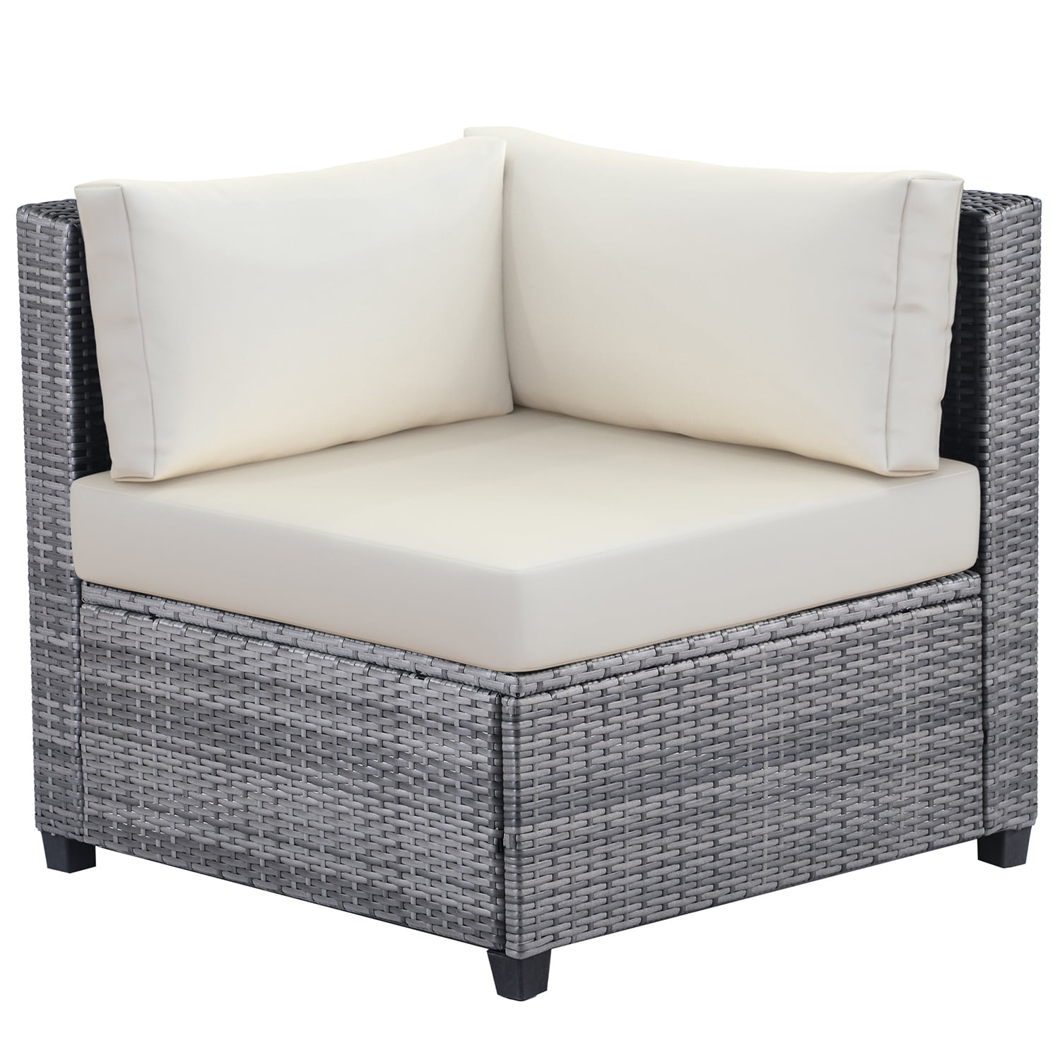 Kadyn 7 Piece Rattan Sectional Seating Group, Outdoor Conversation Sofa Set, Outdoor Ratten Sofa NEW with Cushions and Table, Beige
