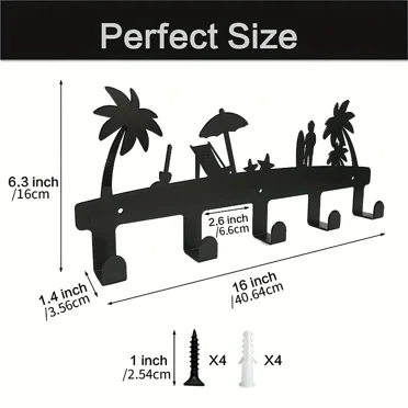 Rustproof Metal Wall-Mounted Towel Rack with 5 Hooks: Ideal for Bathroom, Bedroom, Pool, and Outdoor Use