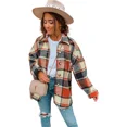 thumbnail image 4 of Audvoi Women's Casual Check Wool Blend Button Long Sleeve Shirt Jacket, 4 of 4