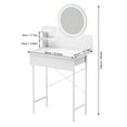 thumbnail image 2 of Makeup Vanity Desk with Mirror and Lights, 23.6" White Vanity Desk with Drawer and 2 Open Shelves, Small Vanity Table with LED Lighted Round Mirror, Dressing Table for Bedroom, 2 of 8