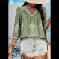 thumbnail image 4 of Blusas Casuales de con Cuello en V y Estampado Floral para Mujer, Blusas Bohemias de Verano con Mangas 3/4. Verde M, 4 of 9