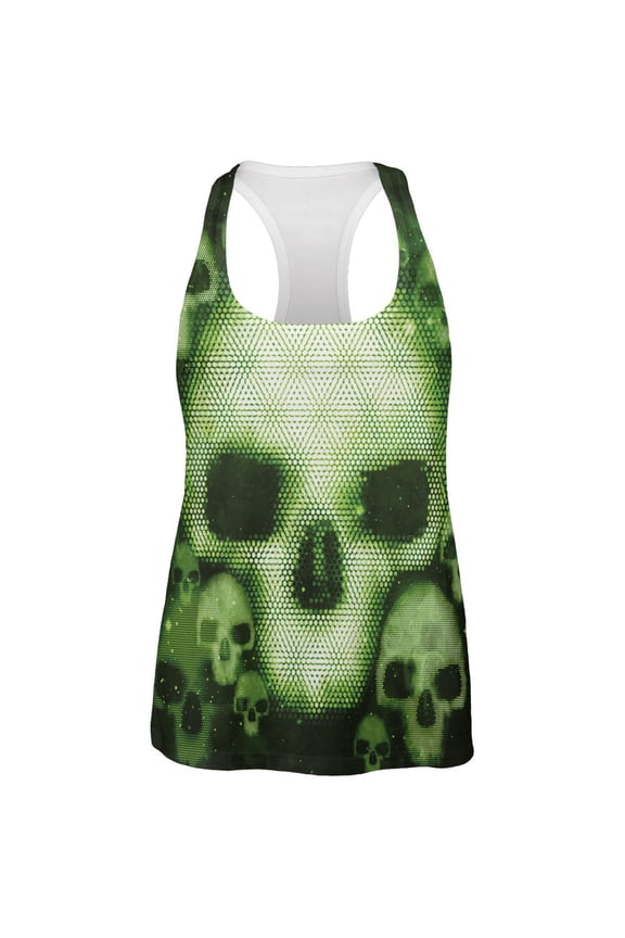 Halloween Cyber Space Alien Skull All Over Womens Work Out Tank Top Multi X-LG