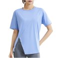 thumbnail image 6 of tarylea Workout Tops for Women Short Sleeve Crew Neck Slit Hem T-Shirt Casual Loose Comfy Summer Yoga Athletic Tops, 6 of 7
