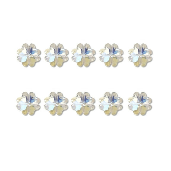 UDIYO 10Pcs Nail Ornaments Sparkling Vibrant Color Shiny Visual Effect Creative Shape Dazzling Four Leaf Clover Nail Art Jewelry Crafts for Nail Salon