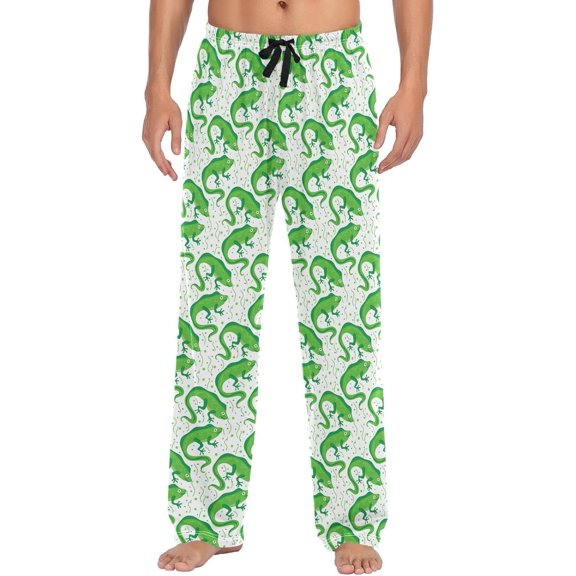Top-kevin Iguana Pajama Pants for Men Comfort Sleep Lounge Bottoms Straight-fit with Pockets S-XXL