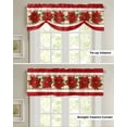 thumbnail image 4 of Christmas Winter Poinsettia Flowers Window Curtain for Living Room Christmas Kitchen Cabinet Tie-up Valance Curtain Rod Pocket, 4 of 6