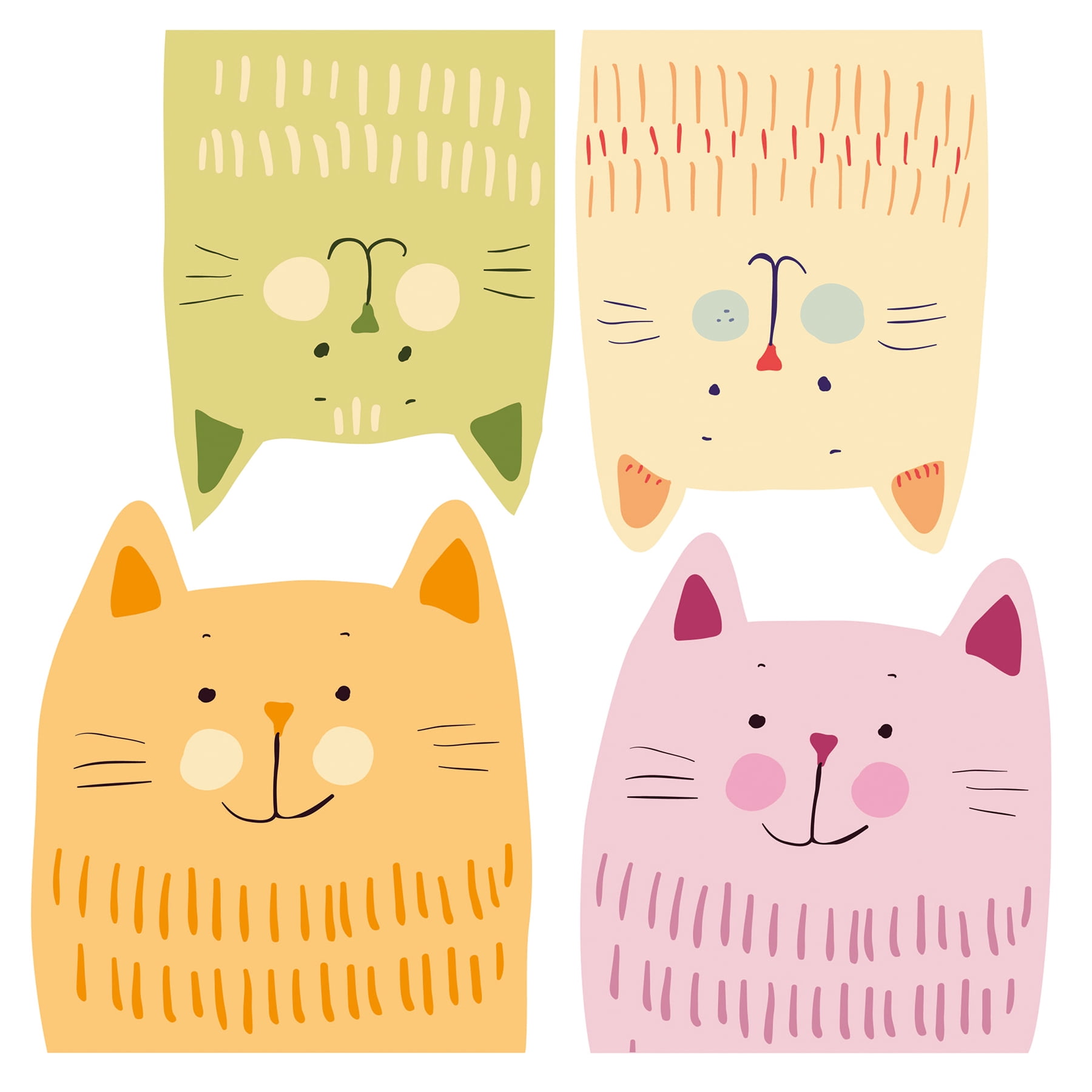 Crearreda Mulitcolor Cats Wall Decals Set of 8