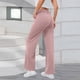 thumbnail image 4 of Amzcrzy Pantalones Vestir Mujer Color Liso S-2XL - Cintura Alta Elástica, Pliegues Frontales, Sin Cremallera, Bolsillos, Para Trabajo Rosa, 4 of 5