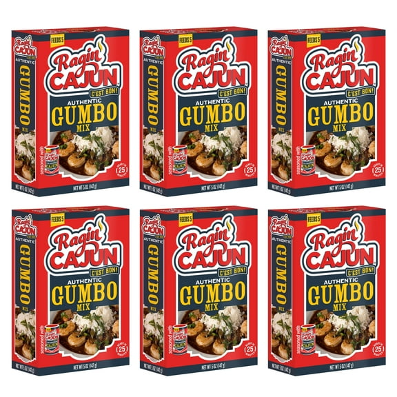 Ragin’ Cajun Authentic Gumbo Mix, Louisiana Creole Soup Base, 5 oz Box, 6 Pack