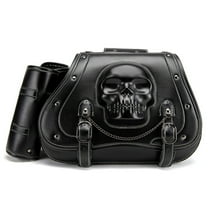 Large Capacity PU Leather Motorcycle Saddlebags Waterproof Side Bags Stylish Skull Designs Tool Storage Bag for Bike