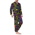 thumbnail image 2 of Sikiie Neon Bar Drinks Mens Pajama Set, Soft Warm Long Sleeve Sleepwear, Cozy Button-Down Pjs for Men-Small, 2 of 7