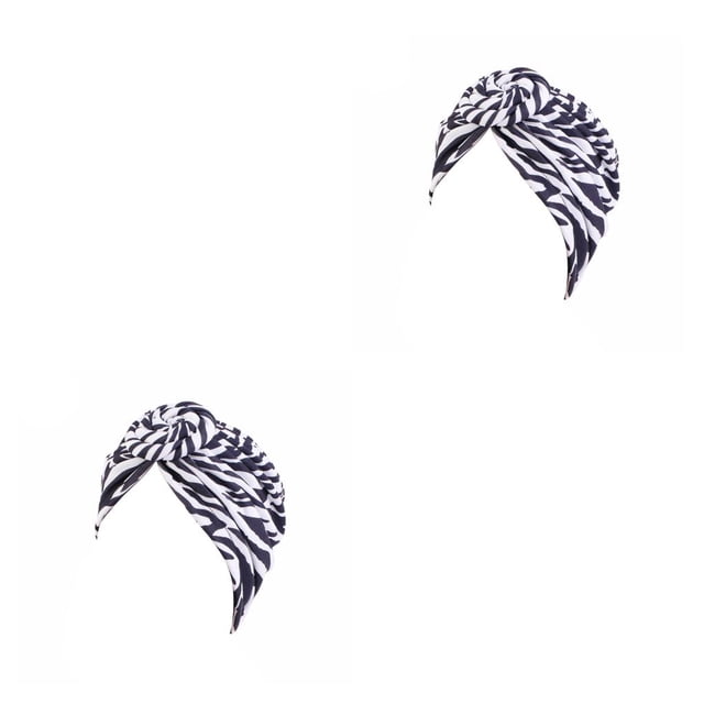Qarigey Turbante africano nudo estilo bohemio protección solar banda ancha accesorios elásticos sombreros gorro mujer negro blanco cebra cebra blanca negra 2piezas Qarigey CBP468884
