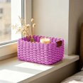 thumbnail image 4 of Woven Rope Storage Basket Wicker Baskets ,Natural Paper Rope ,Decorative Storage for Countertop Toilet Paper Basket for Toilet Bedroom Kitchen Small Baskets,Pink,9.1x6.7x4.7in M, 4 of 6