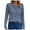 Blue, variant on Towmus Lace Crochet Tops for Women Flowy Oversized Tshirts Ladies Long Sleeve V Neck Waffle Knit Textured Casual T-Shirts Blouse