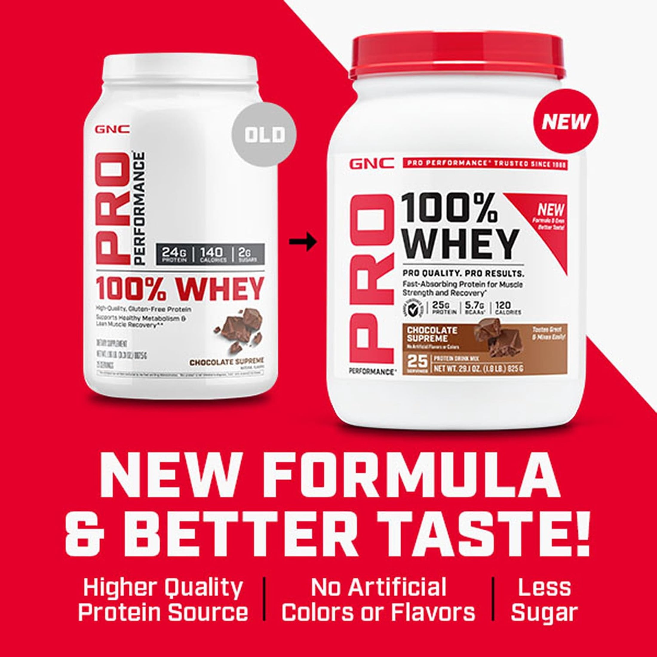 GNC Pro Performance 100% Whey Protein Powder, Fast Absorbing Protein, Muscle Strength and Recovery, Banana Cream, 25 Servings