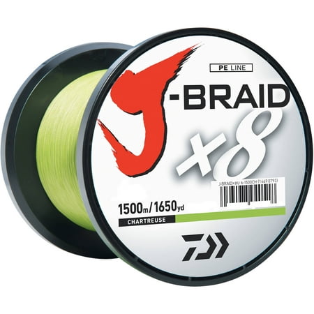 Daiwa J-BRAID x8 Braided Fishing Line (CHARTREUSE) 8lb, 1650yd/1500M Bulk Spool