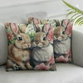 thumbnail image 2 of COMIO Spring Easter Pillow Covers Cute Bunny Pink Floral Green Leaf Print Decorative Throw Pillows Outdoor Rustic Easter Decorations Pillow Cases for Sofa Bed Living Room Decor &nbsp;2pc, 2 of 6