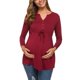 thumbnail image 1 of Blusa de maternidad con escote en V, manga larga, estilo vendaje, color liso, ideal para amamantar embarazadas. Ofertas., 1 of 8