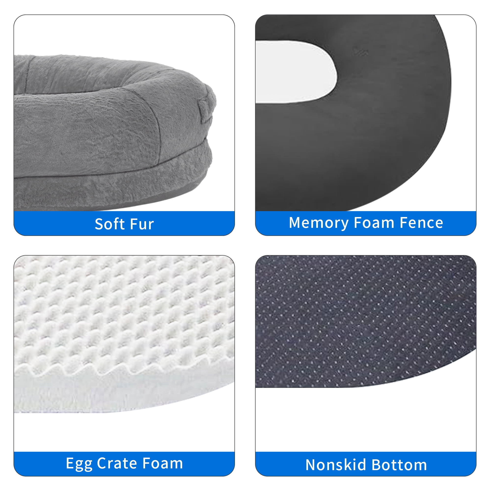 Dextrus Human Dog Bed,Oversized 72"x48"x10" Bed for Humans and Dogs, Orthopedic Comfort with Portable Storage Pocket