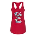 thumbnail image 2 of Wild Bobby, Faith Over Fear, Inspirational/Christian, Women Racerback Tank Top, Red, Medium, 2 of 4