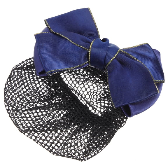 RENACLIPY Bow Bun Hair Net Professional Hair Management Cloth Blue with Gold Edge 1Pack