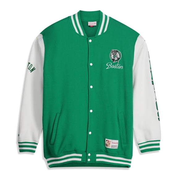 Men's Mitchell & Ness Kelly Green Boston Celtics Big & Tall Hardwood Classics Full-Snap Varsity Jacket