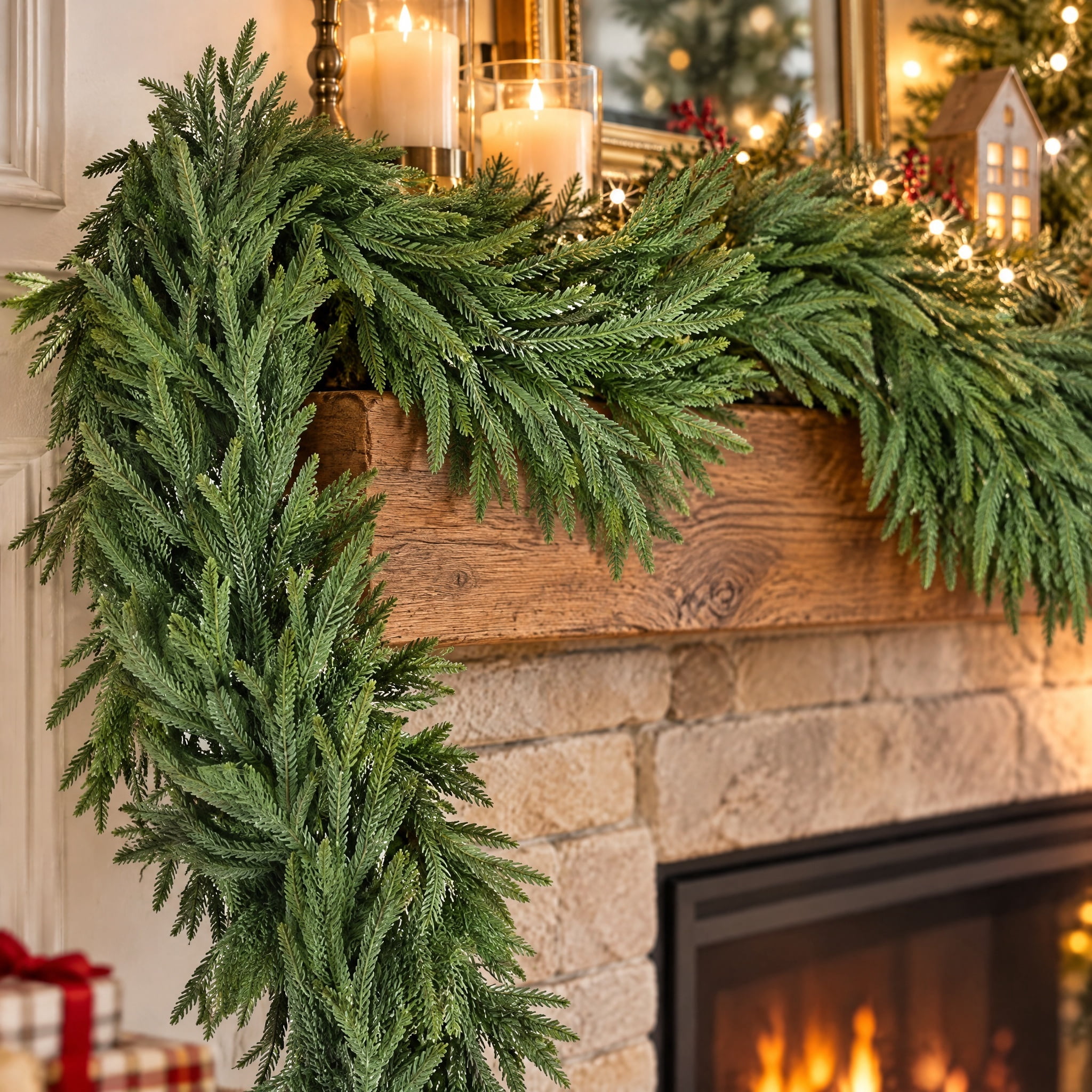 My Texas House Norfolk Unlit Artificial Christmas Garland, Green, 9'