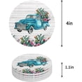 thumbnail image 1 of ZHANZZK Summer Truck and Tropical Plants Cactus Wooden Grain Set of 6 Round Coaster for Drinks, Absorbent Ceramic Stone Coasters Cup Mat with Cork Base for Home Kitchen Room Coffee Table Bar Decor, 1 of 6
