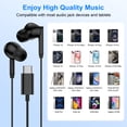 thumbnail image 7 of USB C Headphones Wired Compatible for iPhone 17 16 15, Type C Wired Earphones Ergonomic In-Ear Stereo Headphones Earbuds with Mic&Remote Control Noise Cancelling Compatible for Samsung Android, Black, 7 of 7