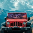 thumbnail image 3 of Uorisanigo Windshield Sunshade, Sun Visor for UV Rays & Heat Protection, Palm Trees Sunset Purple Windshield Sunshade for Wrangler TJ JK JL1997-2024, Accessories for Jeep Wrangler, 3 of 7